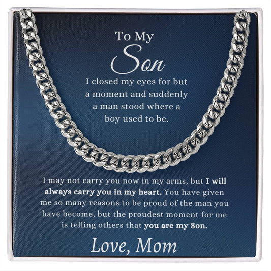 To My Son | Cuban Link Necklace | Blue