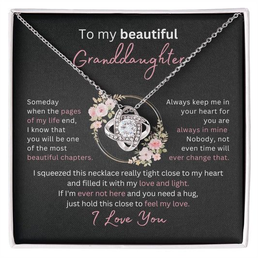 To My Beautiful Granddaughter | Love Knot Necklace Black