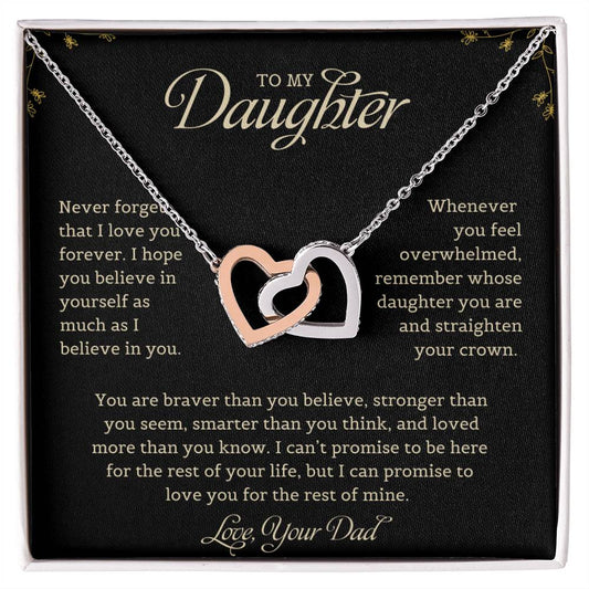 To My Daughter | Never Forget That I Love You - Interlocking Hearts necklace